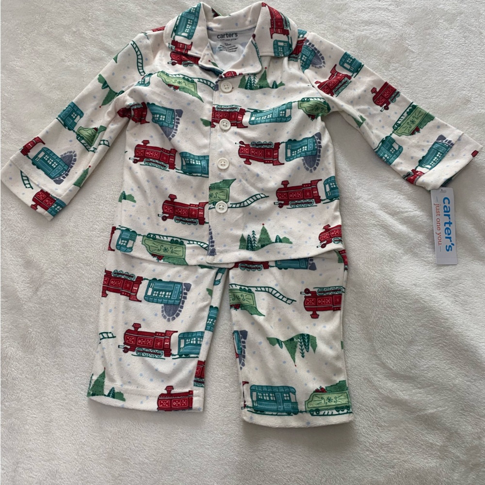 Carter's Holiday Train Pajama Set - Red, Green, White